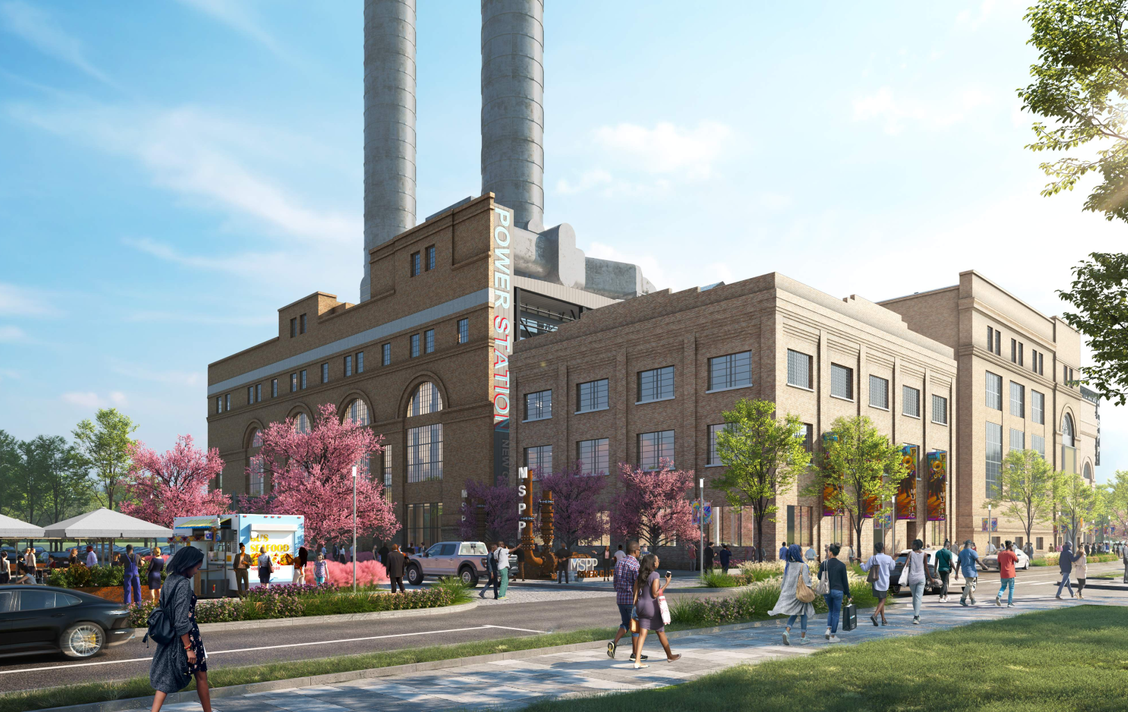 Rendering of planned conversion of the old Victorian-era Market Street Power Plant to mixed use living, entertainment space.